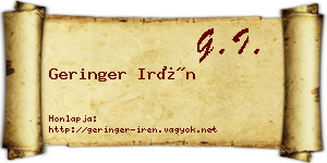 Geringer Irén névjegykártya